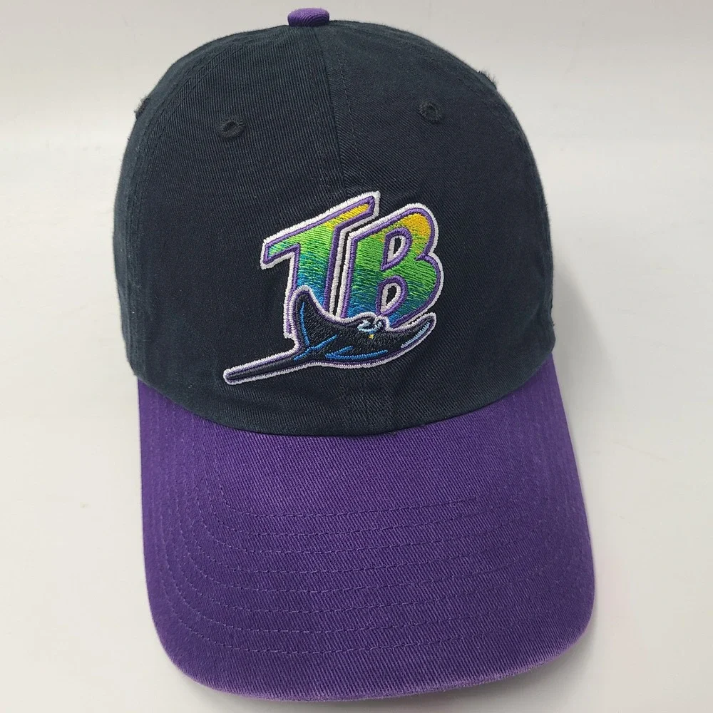 Tampa Bay Devil Rays Hat Strapback 47 Brand Clean Up Black Purple Cooperstown